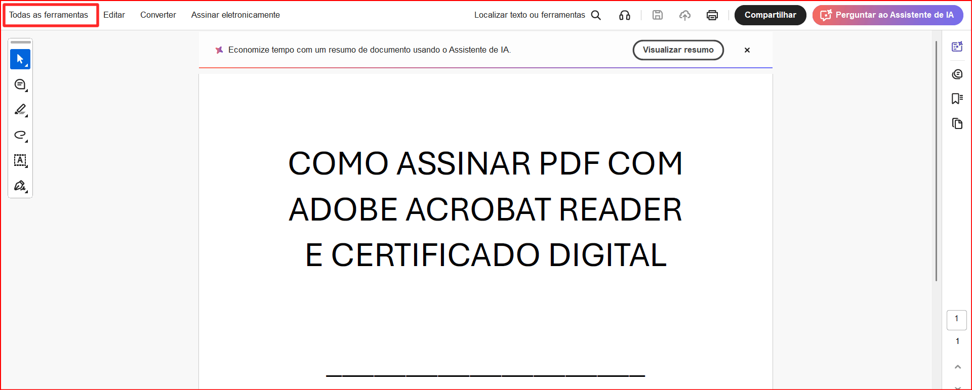 Adobe Reader - Mais Ferramentas